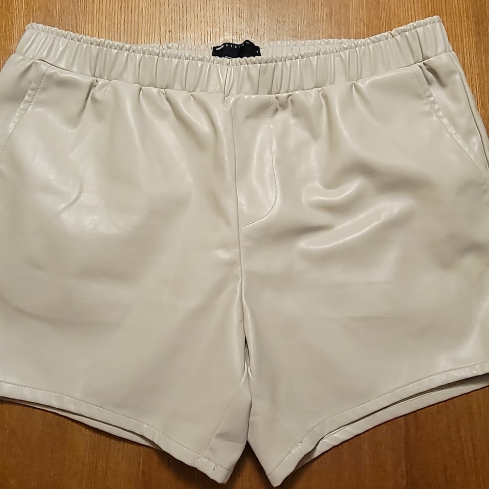 Imitation leather shorts